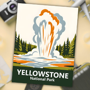 Yellowstone Old Faithful Simple Clean Retro Custom Postcard