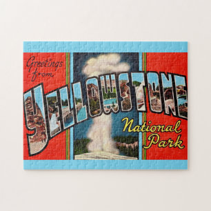 Yellowstone Park 11x14 Retro Postcard Jigsaw Puzzle
