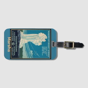 Yellowstone Park personalised travel poster teal Luggage Tag