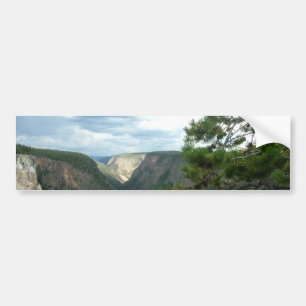 Yellowstone photogrphy, shows water falls, trees.. bumper sticker