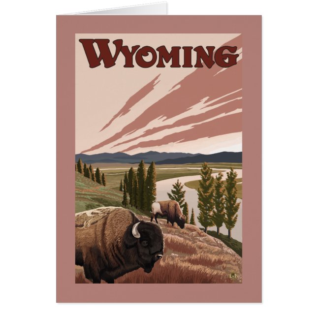 Yellowstone River Bison Vintage Travel Poster (Front)