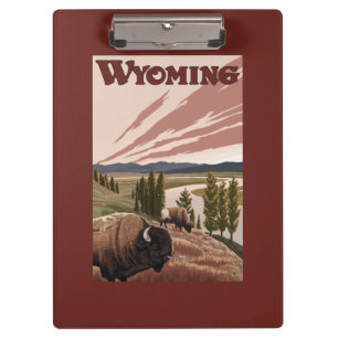 Yellowstone River Bison Vintage Travel Poster Clipboard