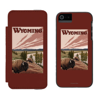 Yellowstone River Bison Vintage Travel Poster Incipio Watson™ iPhone 5 Wallet Case