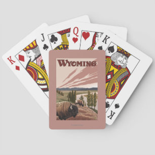 Yellowstone River Bison Vintage Travel Poster Playing Cards