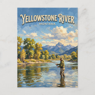 Yellowstone River fly fishing Livingston Montana Postcard