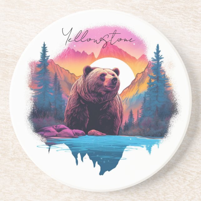 Yellowstone Sandstone Coaster Bear (Front)