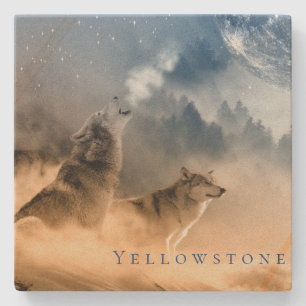Yellowstone Sandstone Coaster-The Wolves and Moon Stone Coaster