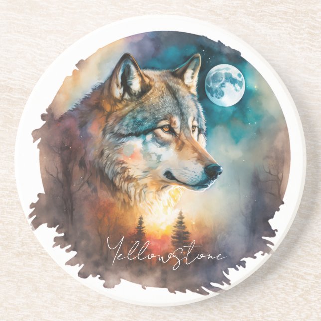 Yellowstone Sandstone Coaster Wolf (Front)