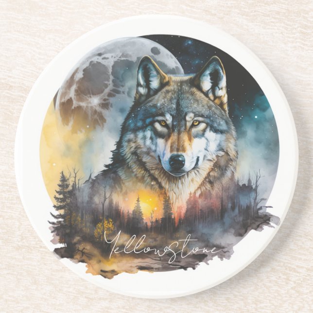 Yellowstone Sandstone Coaster Wolf (Front)