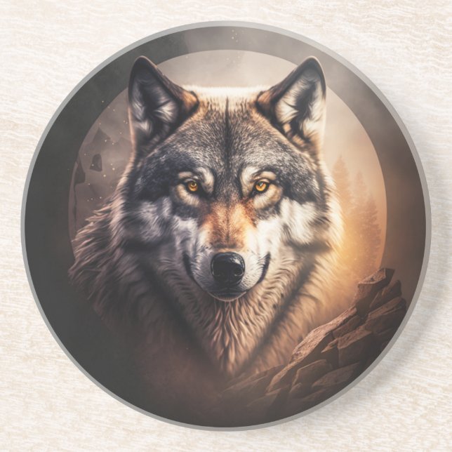 Yellowstone Sandstone Coaster Wolf (Front)