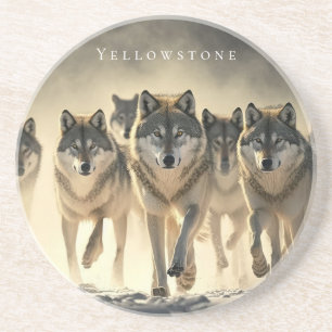Yellowstone Sandstone Coaster Wolves