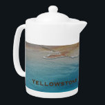 Yellowstone Stunning Blue Pool Photo National Park<br><div class="desc">This Yellowstone National Park teapot features just one of the many beautiful and varied landscape features of this huge National Park. The stunning blue pool of this hot spring is surrounded by white mineral deposits that help to give this landscape an otherworldly feel. The beautiful blue pool provides the background...</div>