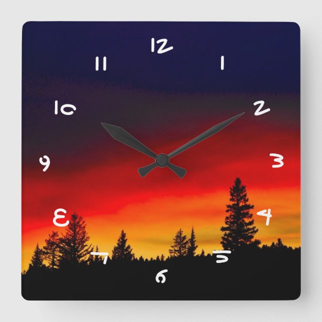 Yellowstone Sunset Square Wall Clock (Front)