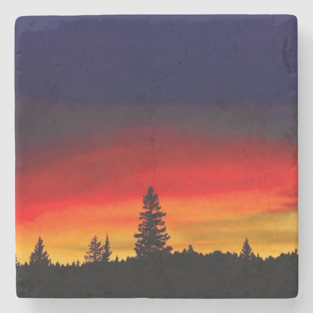 Yellowstone Sunset Stone Coaster (Front)