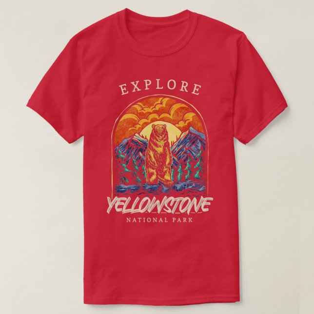 Yellowstone US National Park Backpacking Camping H T-Shirt (Design Front)