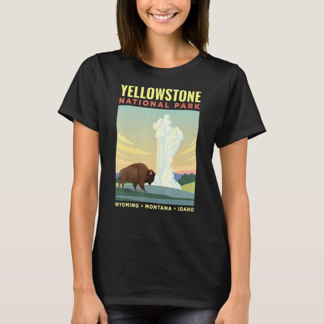 Yellowstone Us National Park Bison Vintage T-Shirt (Front)