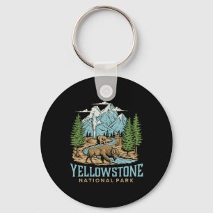 Yellowstone Us National Park Wolf Bison Bear Vinta Key Ring