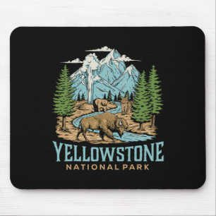 Yellowstone Us National Park Wolf Bison Bear Vinta Mouse Mat