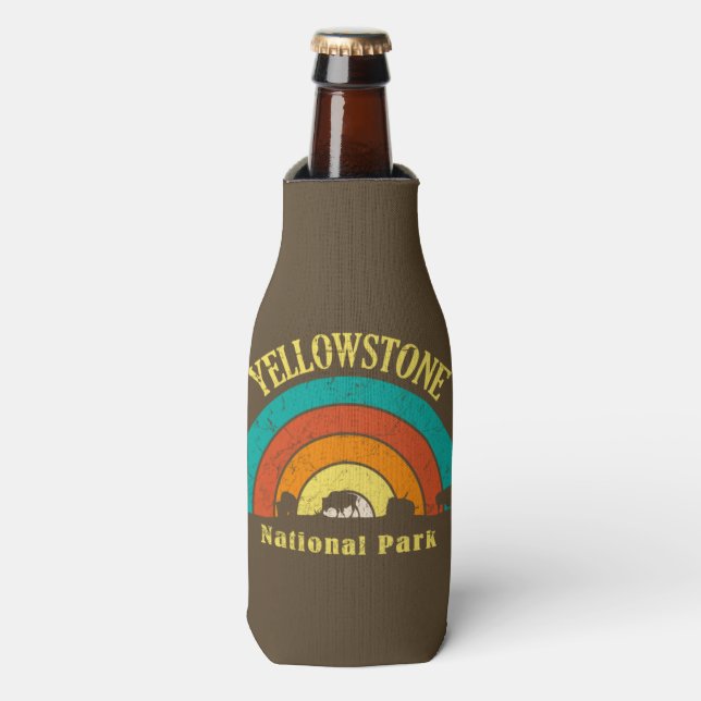 Yellowstone US National Park Wyoming Montana Idaho Bottle Cooler (Bottle Front)