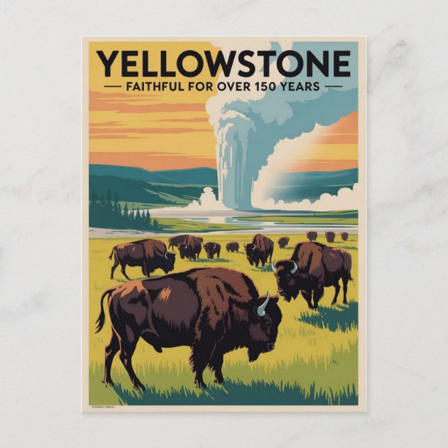 Yellowstone Vintage Travel Poster Postcard (Front)