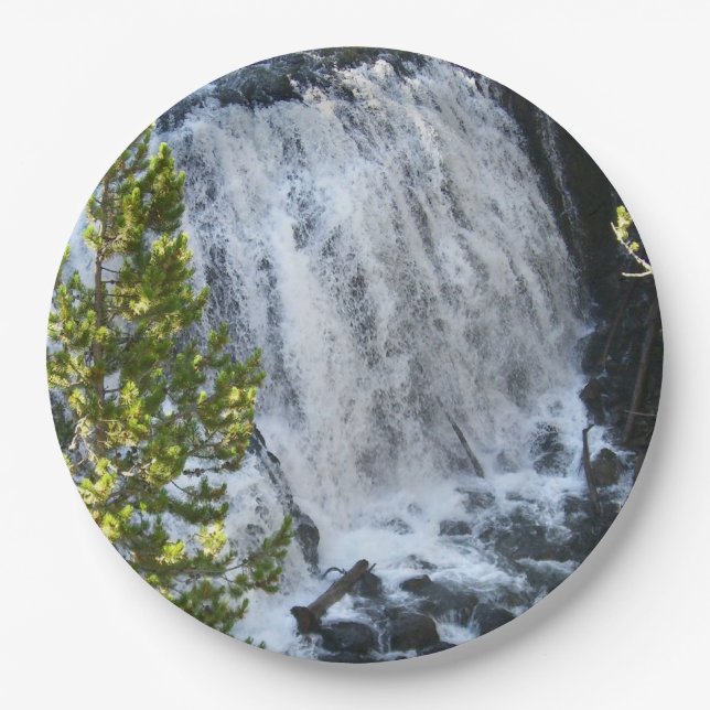 Yellowstone Waterfall Paper Plate (Front)
