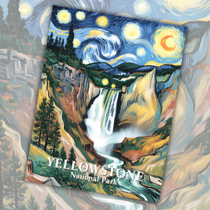 Yellowstone Waterfall Van Gogh Starry Night Custom Postcard