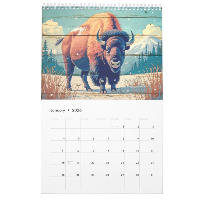 Yellowstone Wildlife Calendar (Jan 2026)