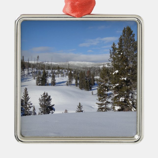 Yellowstone Winter Landscape Photography Metal Tree Decoration (Front)