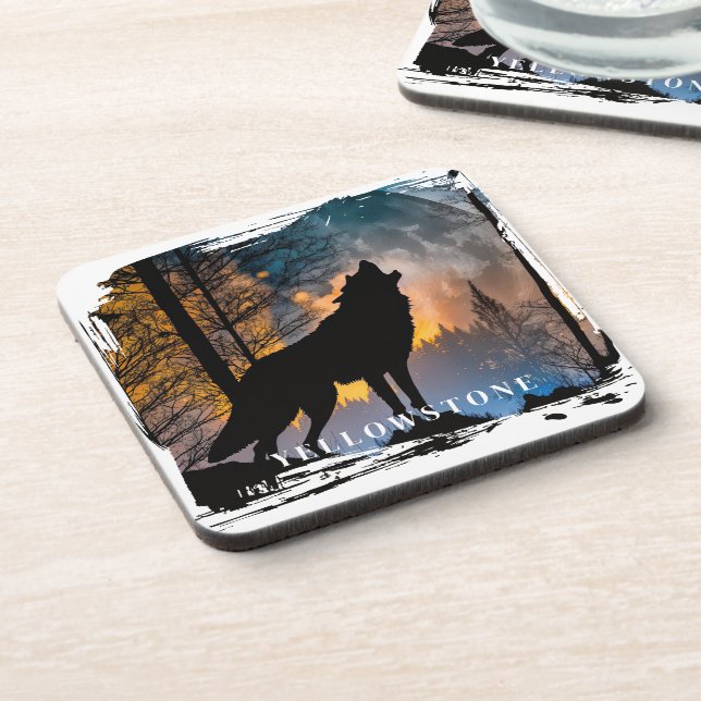 Yellowstone Wolf Beverage Coaster (Left Side)
