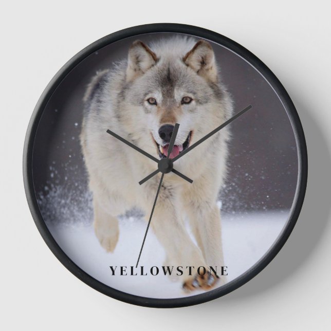 Yellowstone Wolf Clock (Front)