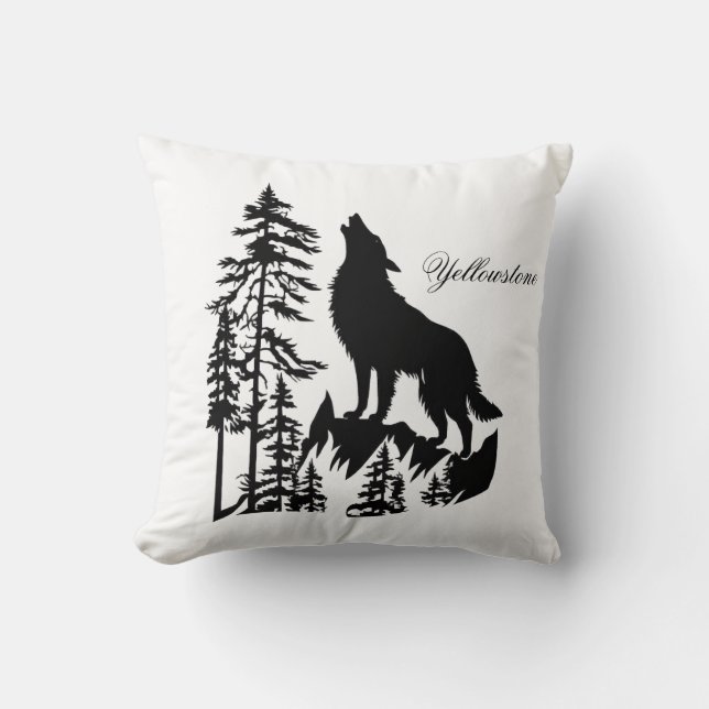 Yellowstone Wolf Pillow (Front)