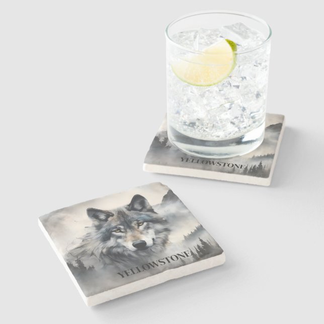 Yellowstone Wolf Stone Coaster (Side)