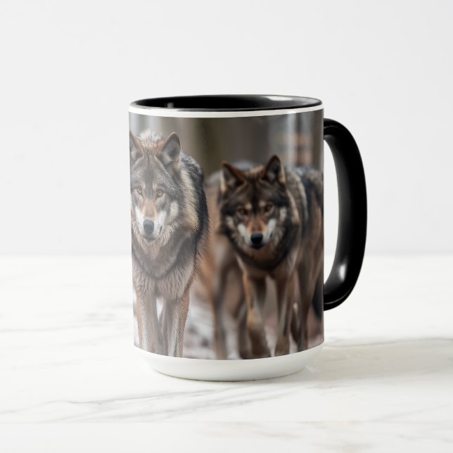 Yellowstone Wolves Coffee Mug Two-Tone (Front Right)
