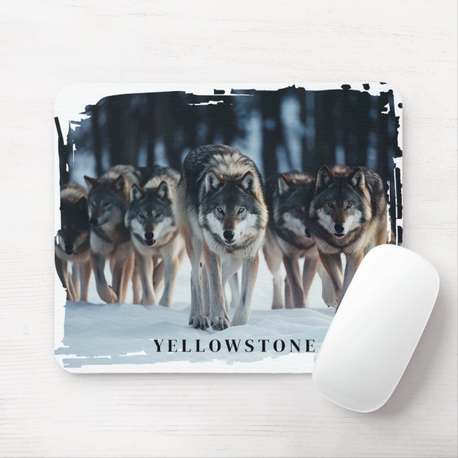 Yellowstone Wolves Mouse Mat (With Mouse)