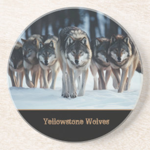 Yellowstone Wolves Sandstone Coaster