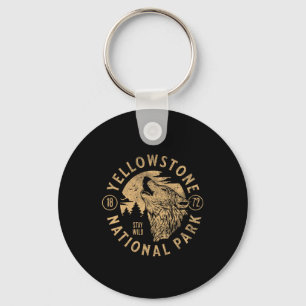 Yellowstone Wyoming Wolf Nature Hike Outdoors Vint Key Ring