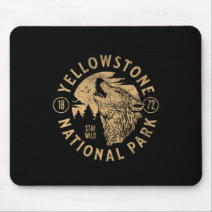 Yellowstone Wyoming Wolf Nature Hike Outdoors Vint Mouse Mat