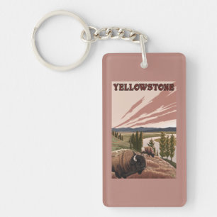 YellowstoneBison Scene Key Ring