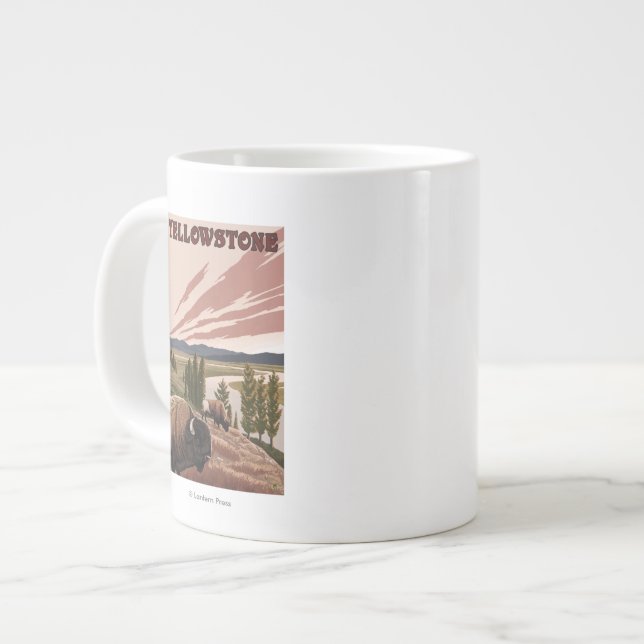 YellowstoneBison Scene Large Coffee Mug (Front Left)