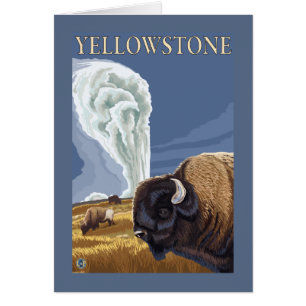 YellowstoneBison with Old Faithful