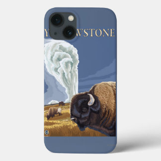 YellowstoneBison with Old Faithful iPhone 13 Case