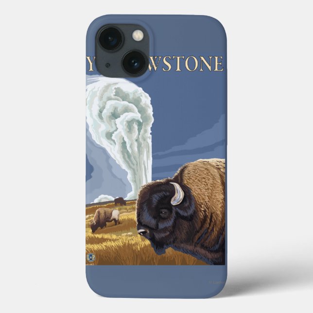 YellowstoneBison with Old Faithful Case-Mate iPhone Case (Back)