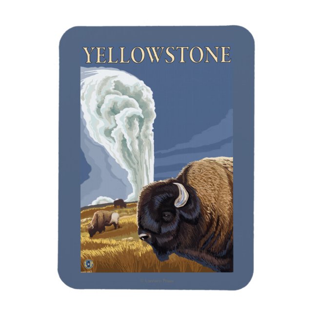 YellowstoneBison with Old Faithful Magnet (Vertical)