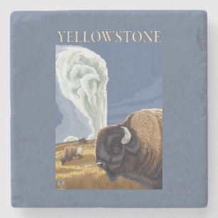 YellowstoneBison with Old Faithful Stone Coaster