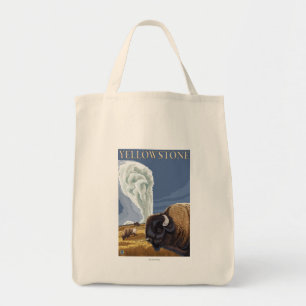 YellowstoneBison with Old Faithful Tote Bag