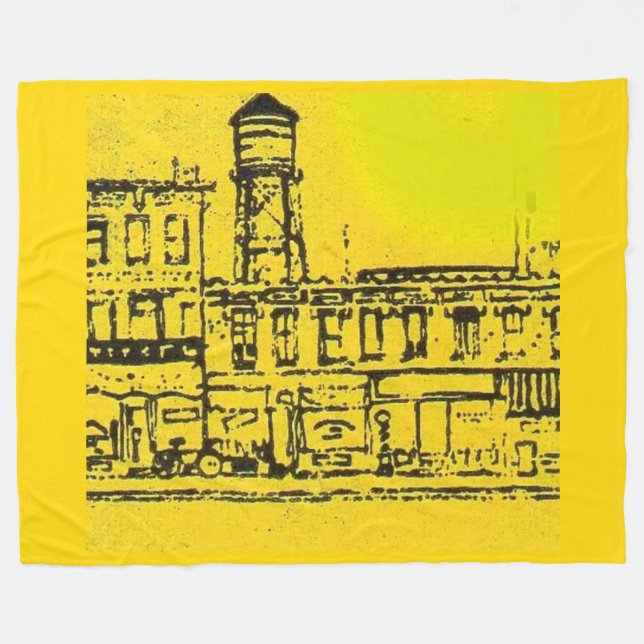 Yellowville houses and homes and water tower fleece blanket (Front (Horizontal))