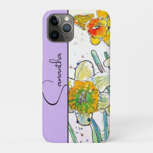Yelow Daffodil Watercolor Daffodils Floral Flower iPhone 11 Pro Case