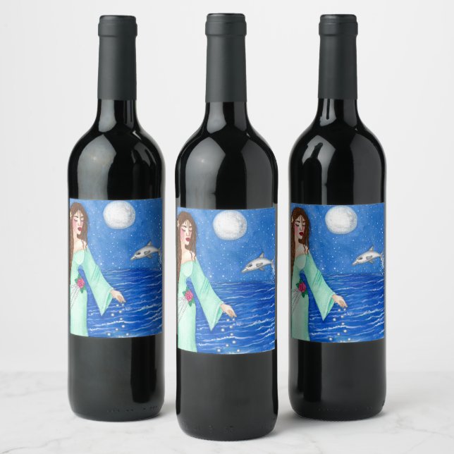 Yemaya, Goddess of the Sea Wine Label (Bottles)