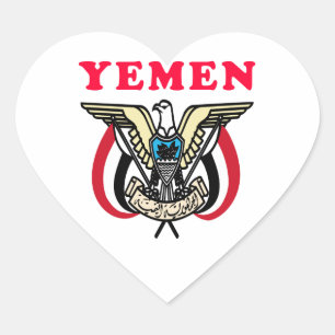 Yemen Coat Of Arms Designs Heart Sticker