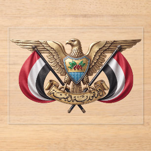 Yemen country coat arms symbol emblem flag hawk acrylic invitations